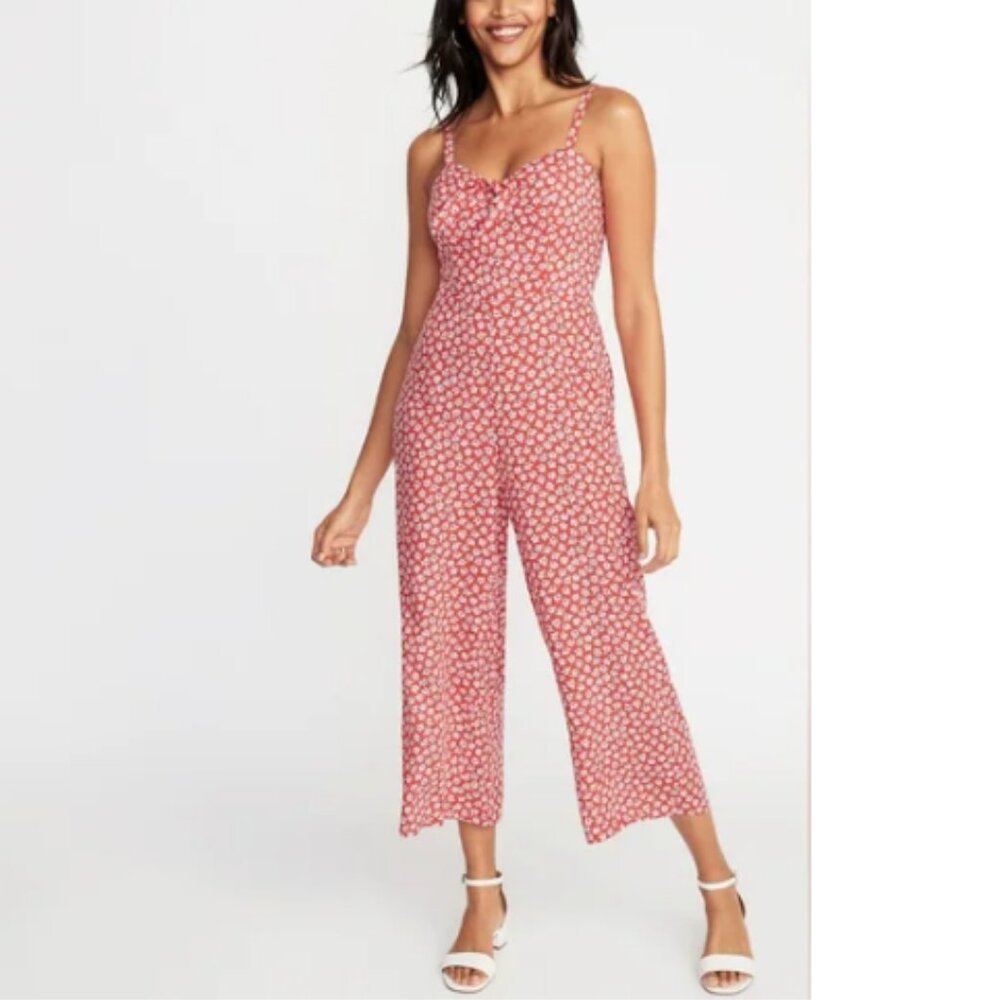 Old Navy Ditsy Floral Tie-Front Cami Jumpsuit Size Small